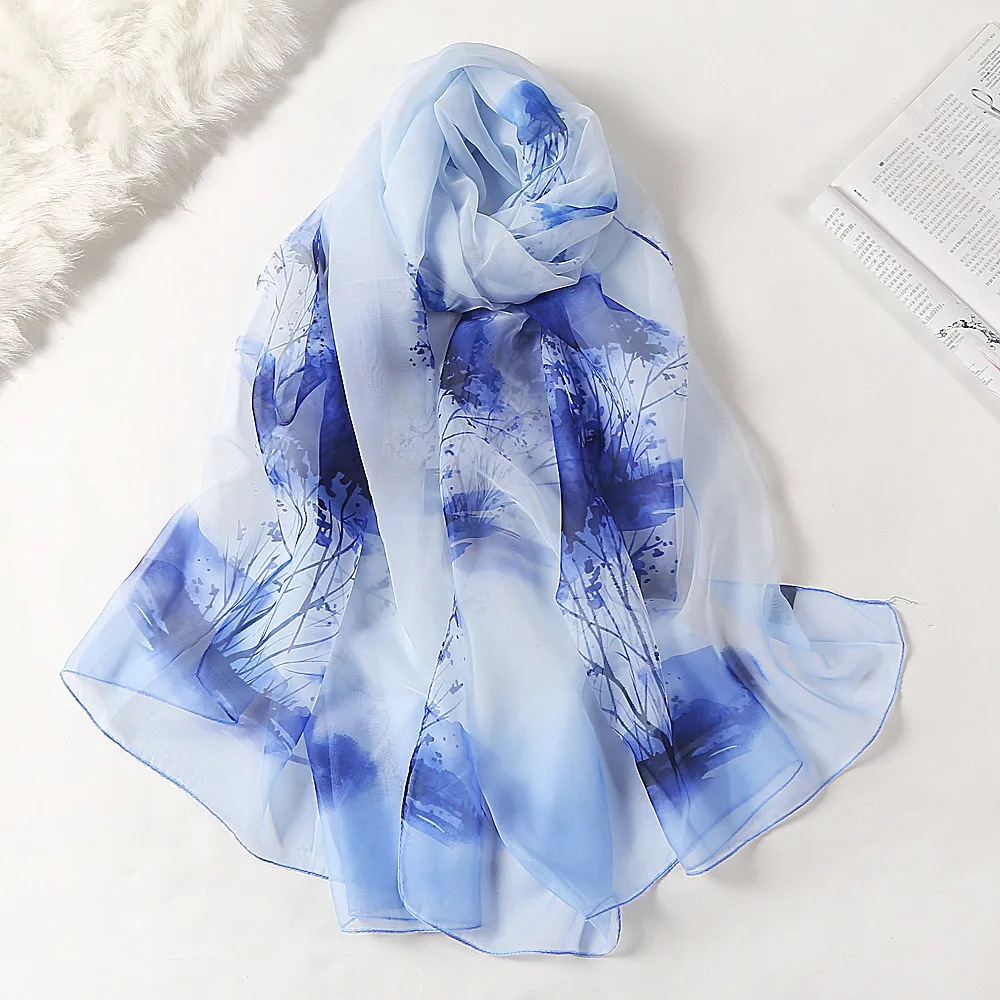 

Fashion Printing Chiffon Scarves Silk Scarf Women 180*90cm Large Long Soft Sunscreen Scarf Scarves Wrap Beach Shawl Gift