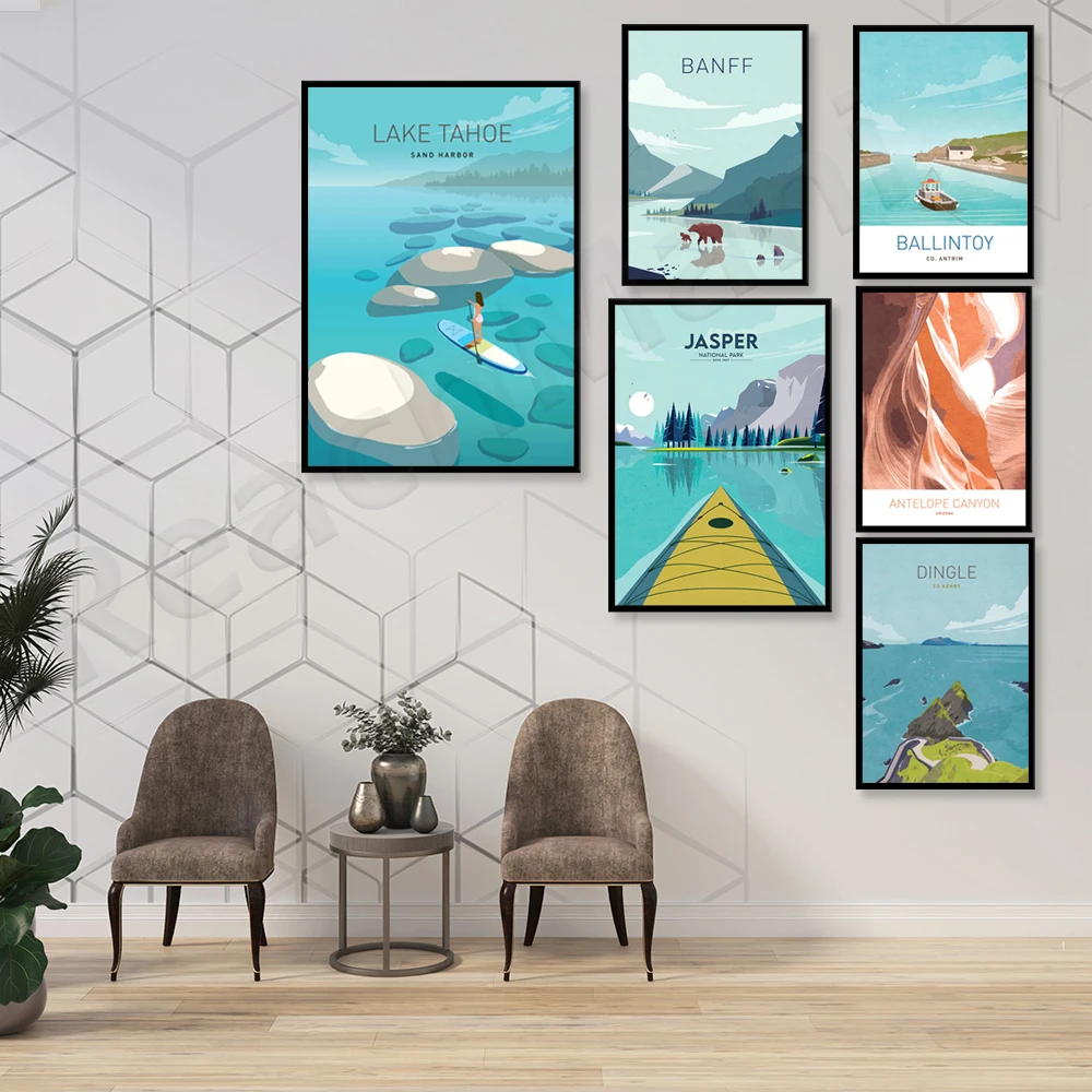 Постеры для путешествий принты Калифорнийского озера Тахо полуостров Дингл