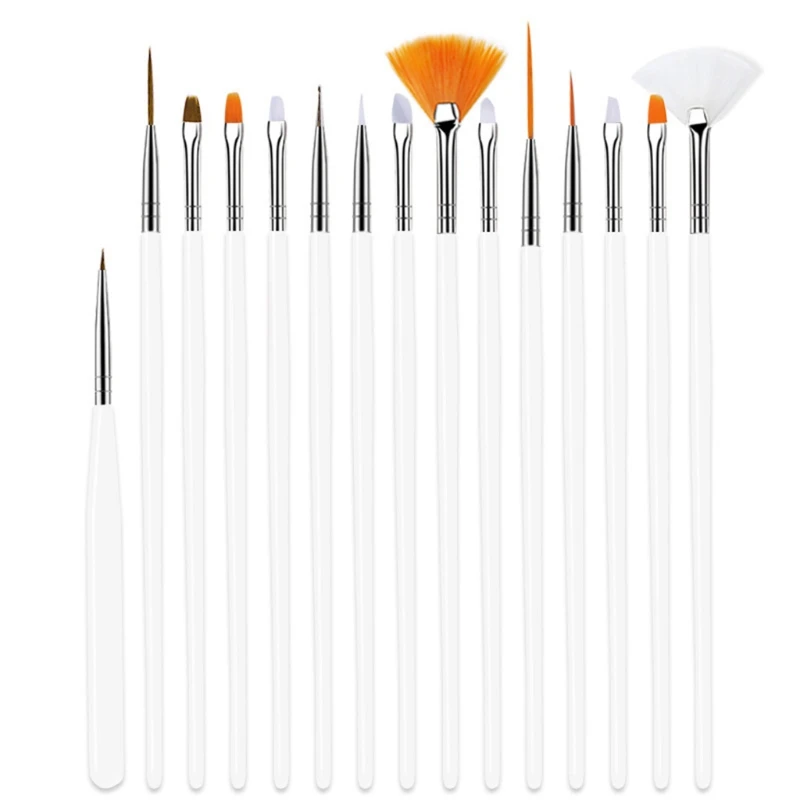 

H7JC 15pcs Nail Brush UV Gel Acrylic Painting Liner Pen Pedicure Manicure Kit