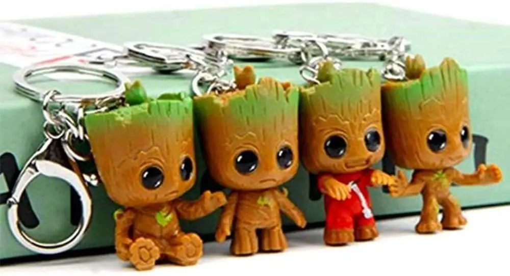 

4 Pack Baby Groot Keychain Tree Man Key Ring Guardians of the Galaxy Keychains Bag Pendant Key Ring For Women Kids Girls Toy