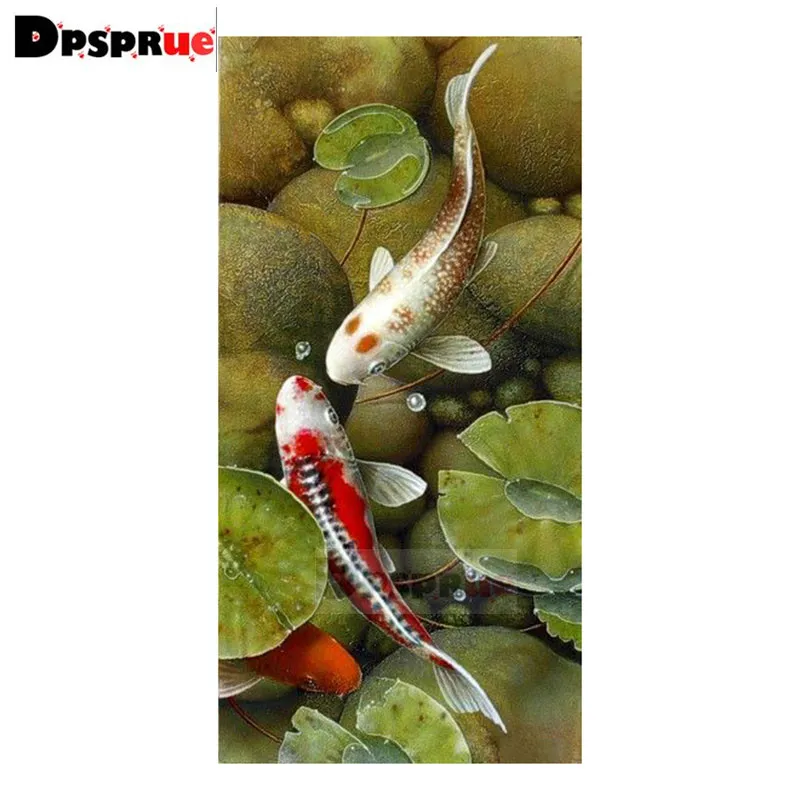 

Dpsprue 5D Diy Diamond Painting Cross Stitch "Fish" Full Square Diamond Embroidery Kit Mosaic canvas painting Gift P05
