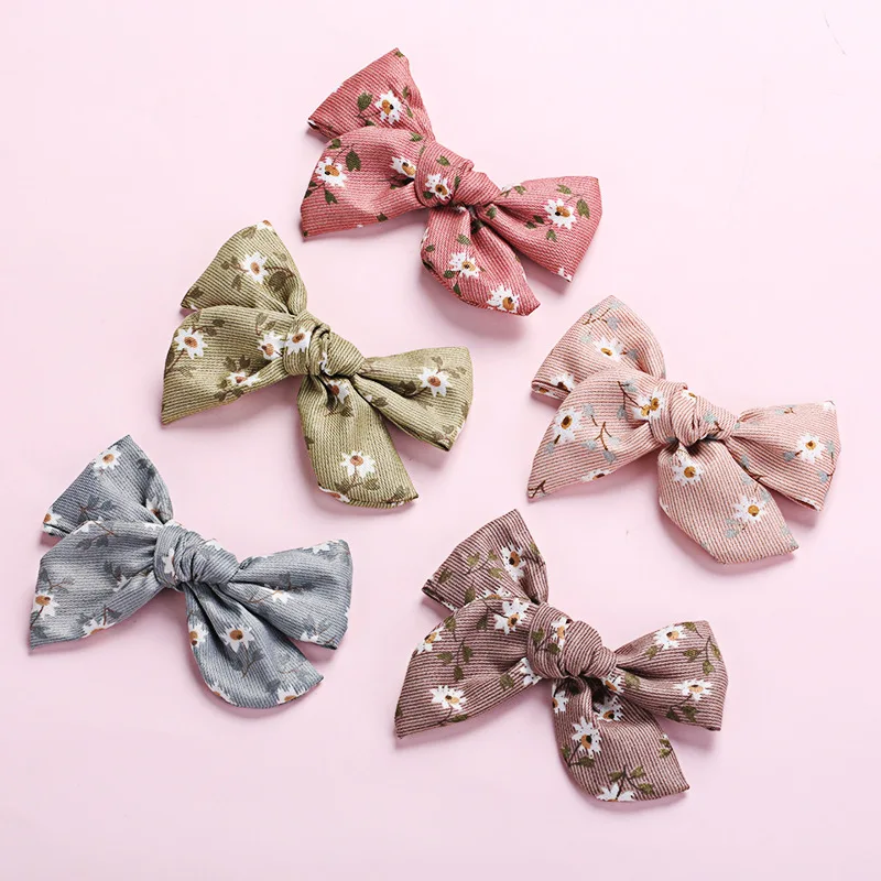 

2Pcs Baby Girl Hair Clips Cotton Linen Barrette For Children Print Bow Hairpins Toddler Princess Hairgrips Infant Accessories