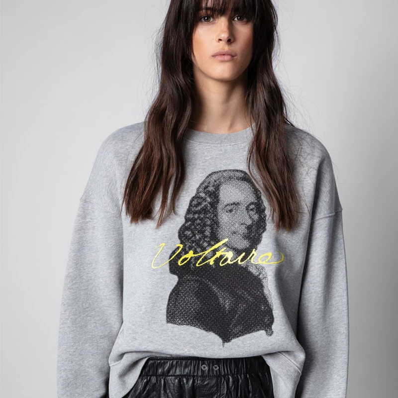 

Свитшот женский с длинным рукавом, Модный хлопковый Повседневный пуловер с портретным принтом, уличная одежда, весна-лето 2022