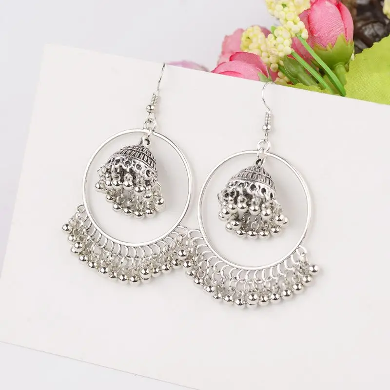 Этнические индийские ювелирные изделия Jhumka Jhumki колокольчики кисточки висячие