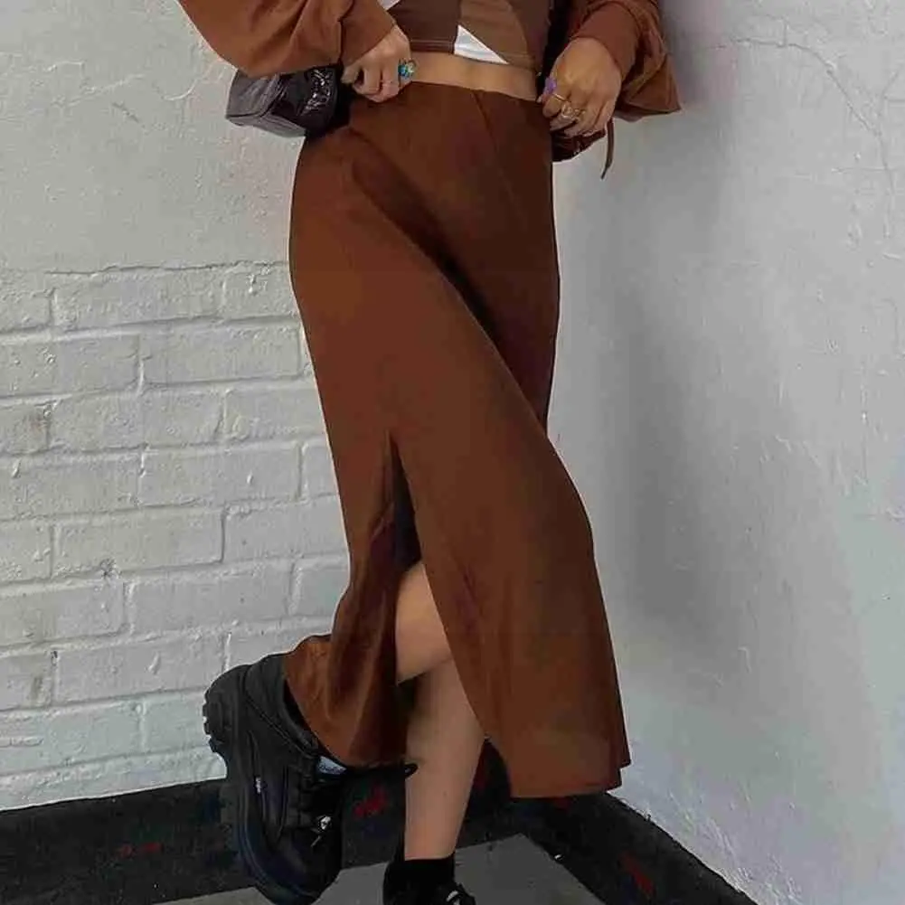 Горячая новинка женские уличные хипстерские юбки с разрезом и высокой талией