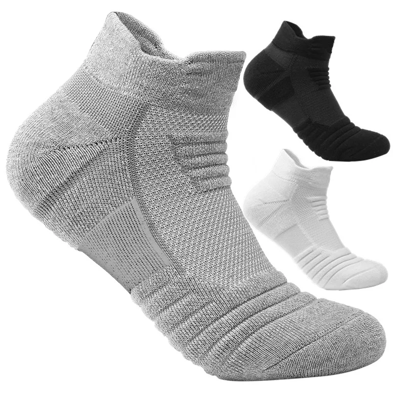 Men's 3 Pack Sports Towel Thick Basketball Sock Ankle Terry Winter Warm Solid Color Men Large Size Cotton Short Socks 44464749