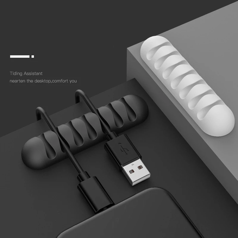 

7-Port Silicone Cable Winder Earphone Cable Management Charging Cable Storage For Mouse keyboard Wire Holder Clip Cord Organizer