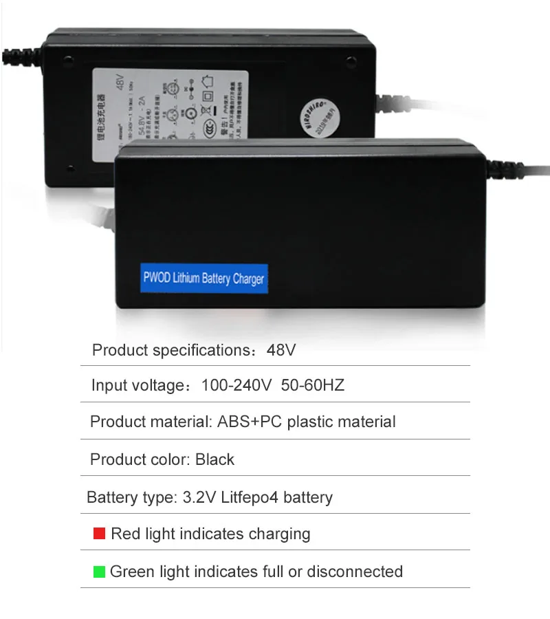 Мощность 3A LiFePO4 3 2 V зарядное устройство адаптер Выход 54 8 58 4 100 240VAC DC порт для 48V 15S 16S