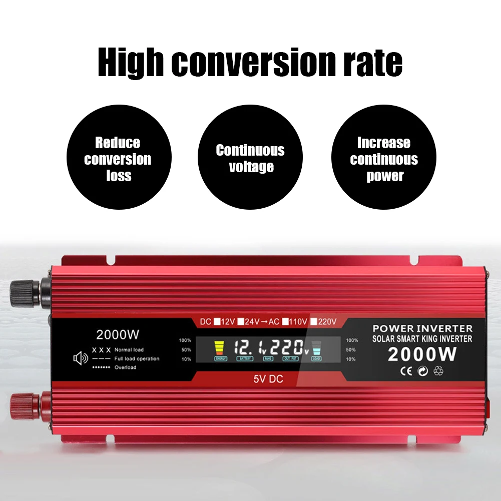 500 Вт/1200 Вт/2000 Вт инвертор мощности квадратная волна 12 В/24 В постоянного тока до 110