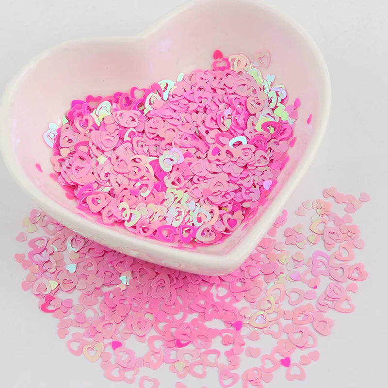 Блестки 4 мм полые пайетки для ногтей в форме сердца ультратонкие лазерные