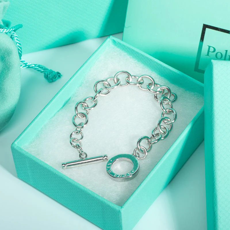 

925 Sterling Silver Women's Hand T Buckle Bracelet Luxury Brand Men And Women Personality Birthday Jewelry Gifts