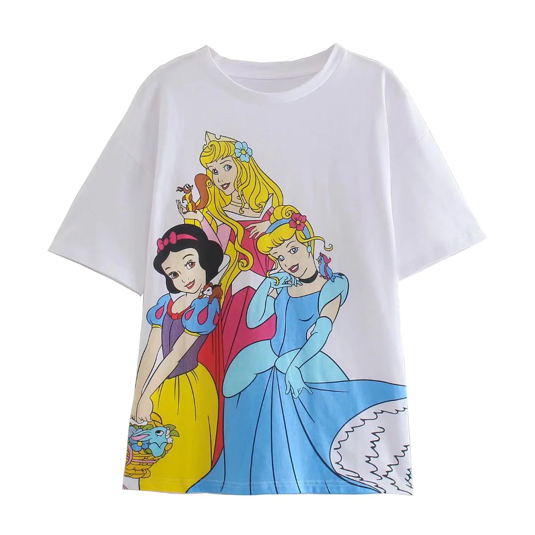 

Disney's new European and American style women's fashion matching base top Snow White printed cotton short-sleeved T-shirt
