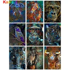 Алмазная 5D картина сделай сам, красочное животное, орангутан, полная Алмазная вышивка, бык сова, крест, наборы для вышивки, искусство, домашний декор, подарок Zs638