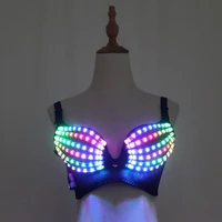 full color led bra discolored sexy underwear party dress belly dance light up bra luminous costumes glowing bikini outfits