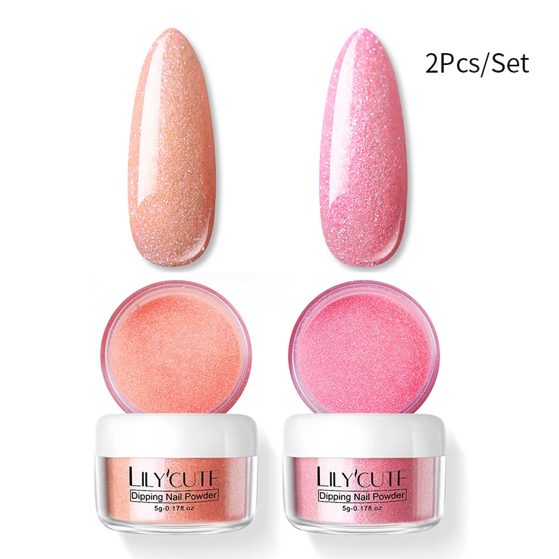 2Pcs Set 03 LILYCUTE комплект погружения ногтей Блеск порошок комплект Градиент Французский ногтей косметическая пудра Kit Красочные голографические натуральный сухой пигмент 2/3/4/8 шт - Цвет: 2Pcs Set 03