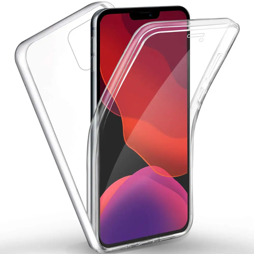 Прозрачный чехол с полным покрытием 360 градусов для iPhone 11 Pro Max 8 7 6 6s Plus прозрачный