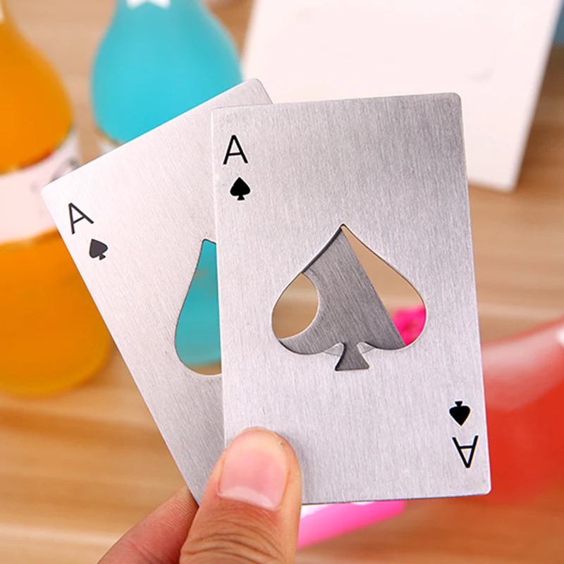 Открывалка для пива вина из нержавеющей стали серебристая/черная покерная