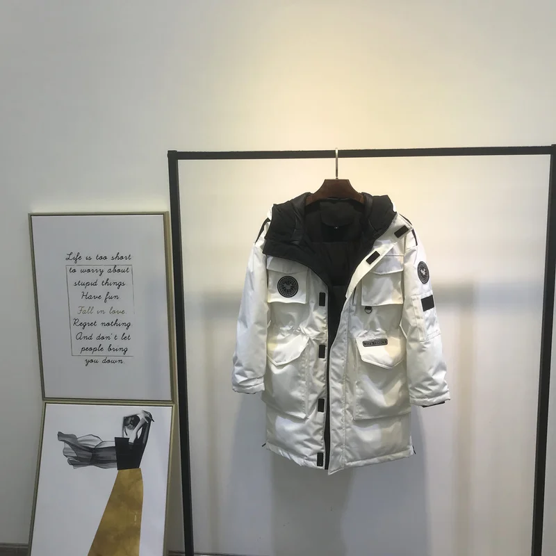 Женская куртка с капюшоном на утином пуху Зимняя парка большого размера в