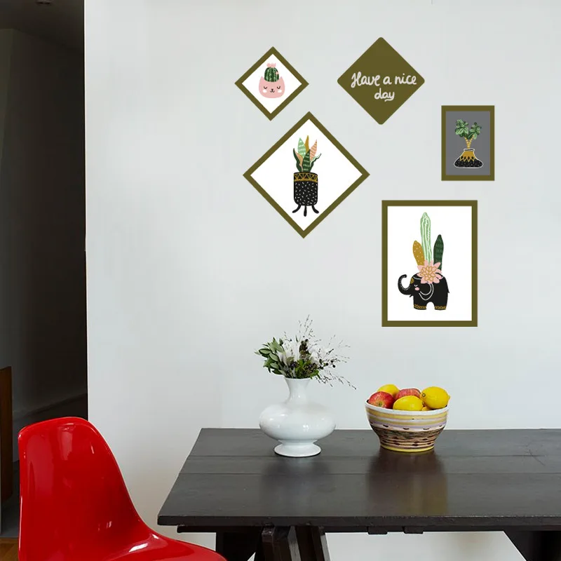 Творческий завод фото наклейки на стену в раме комнатные растение украшение для