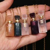 natural stone agates perfume bottle 60cm necklace pendant amethysts rose quartzs necklace charm jewelry gift size 15x38mm