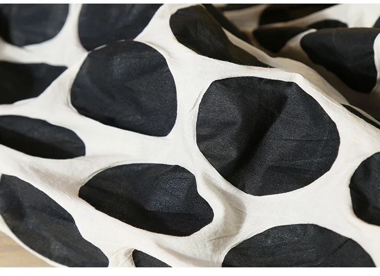 

Vintage Puff Sleeve White Black Polka Dot Chiffon Blouse Woman 2019 O-neck Long Sleeve Loose Casual Top Female