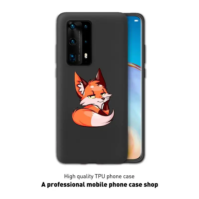 

Anime Funny Foxs Lovely Cute Phone Case Black Cover For Huawei P10/20/30/40/20Pro/30Pro/30Lite/40Pro NOVA3/3E/3i/7SE Cases