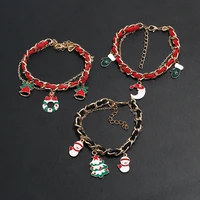 christmas chain link bracelets christmas tree alloy bracelet classic bracelet snowflake pendant decoration bracelet for women
