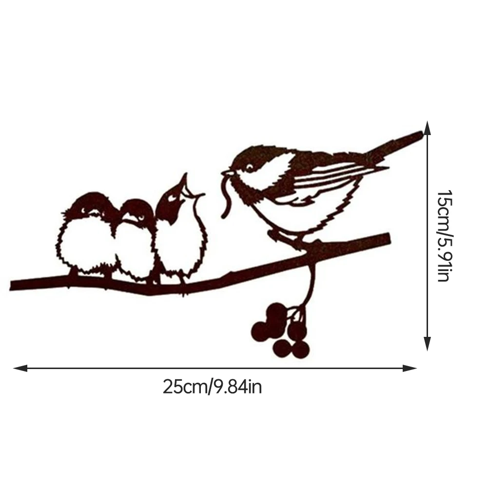 

Tree Art Metal Bird Silhouettes Garden Fence Decor Tree Chickadee Outdoor Garden Waterproof Silhouette Decor Country Yard Art