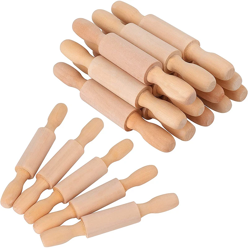 

1/2Pcs Mini Rolling Pin 20cm Wooden Handle Dough Roller for Children in the Kitchen, Play-doh, Crafting and Imaginative Play