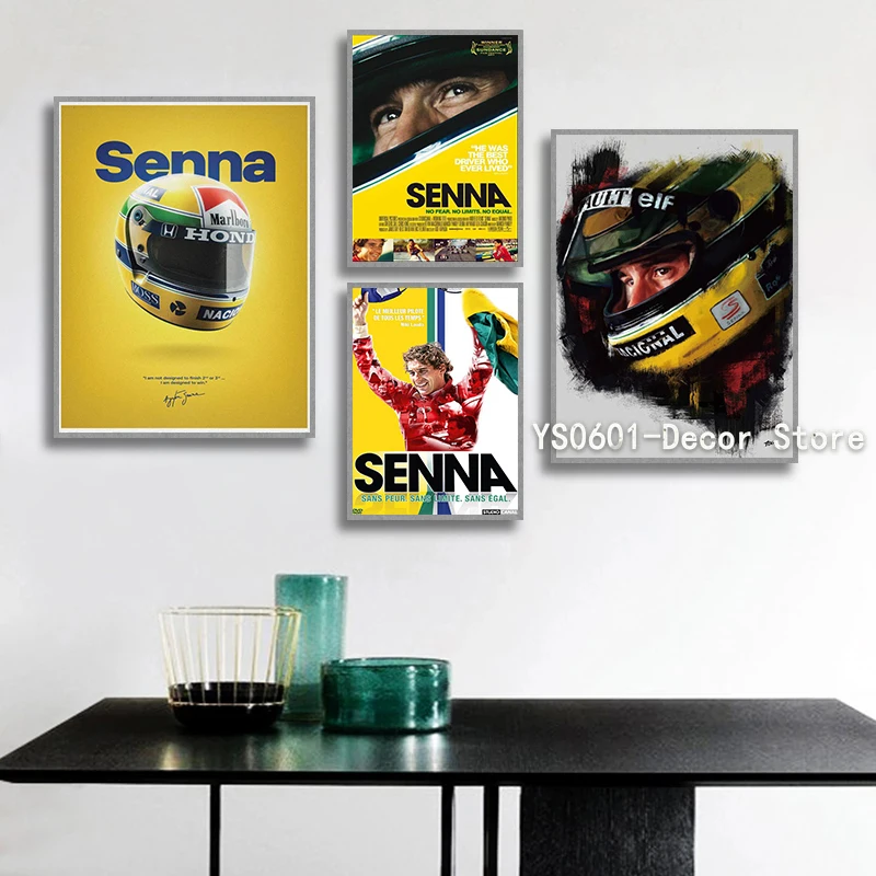 

Wall Art Canvas Painting Ayrton Senna F1 Formula Legend Star Champion Race Car Posters and Prints Pictures Room Decor (No Frame)