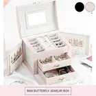 Шкатулка для ювелирных изделий, вместительный кожаный бокс для хранения ювелирных изделий, серег, колец, ожерелий, часов, с зеркалом, органайзер для ювелирных украшений