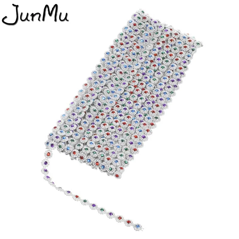 Яркие однорядные красочные алмазные сетки хрустальные стразы для шитья ленты