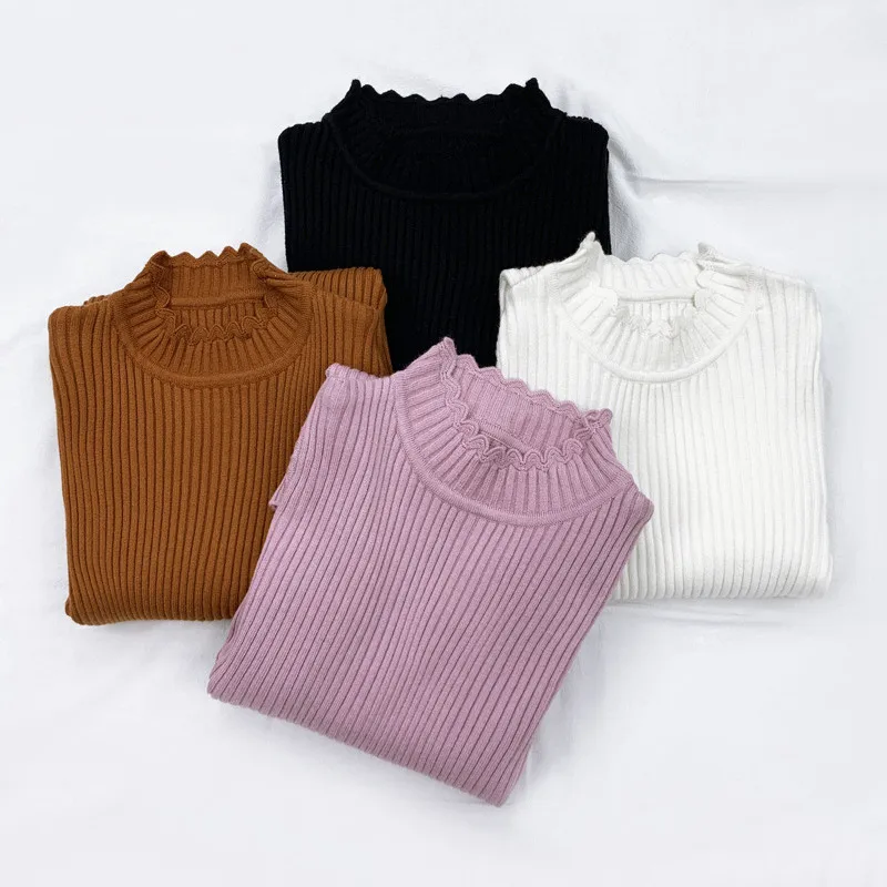 

2022 Fashion Women's Clothing Autumn Winter New style Half High Neck Knitted Pullover Sweater Girls Tops 4A
