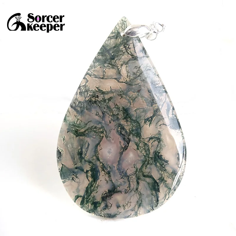 Настоящий натуральный зеленый моховые Агаты Подвески Подвеска в виде каменного