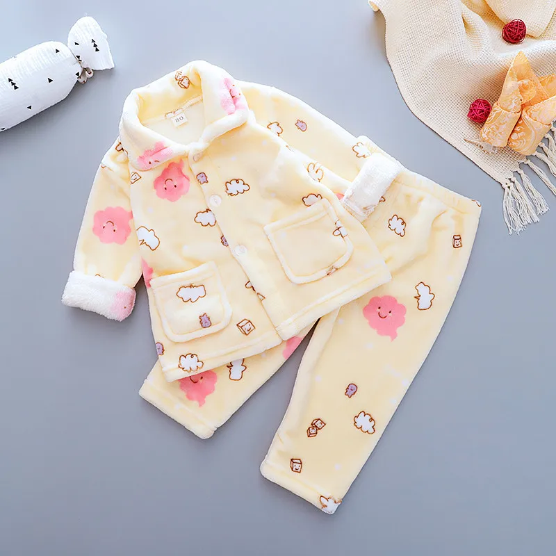 

Baby Winter Clothes Set For Newborn Cartoon Casual Thick Warm Pajamas Suit 2Pcs Baby Girls Boys Home Service Outfits Clothing