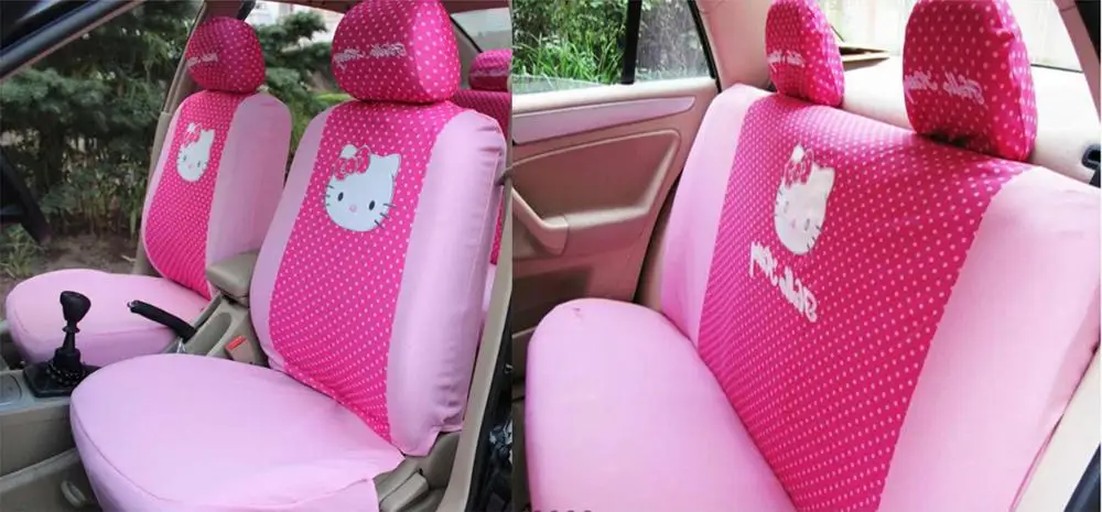 10pcs for 5 seats Универсальные красные и розовые чехлы для сидений кошек в горошек, аксессуары для салона автомобиля, Styling-6pcs для автомобиля только для передних двух сидений - Название цвета: 10pcs for 5 seats