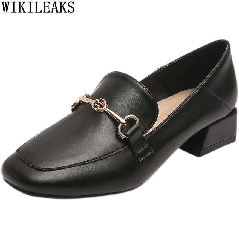 

Loafers Women Chunky Heels Leather Casual Shoes Korean Fashion Slip on Shoes for Women Oxford Shoes for Women Zapatillas Mujer