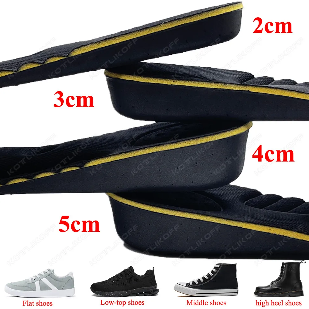 Invisible Height Increase Insole For Men Women 2/3/4/5cm Cushion Height Lift Foot Massage Magnetic Massage Shoes Insole Insert