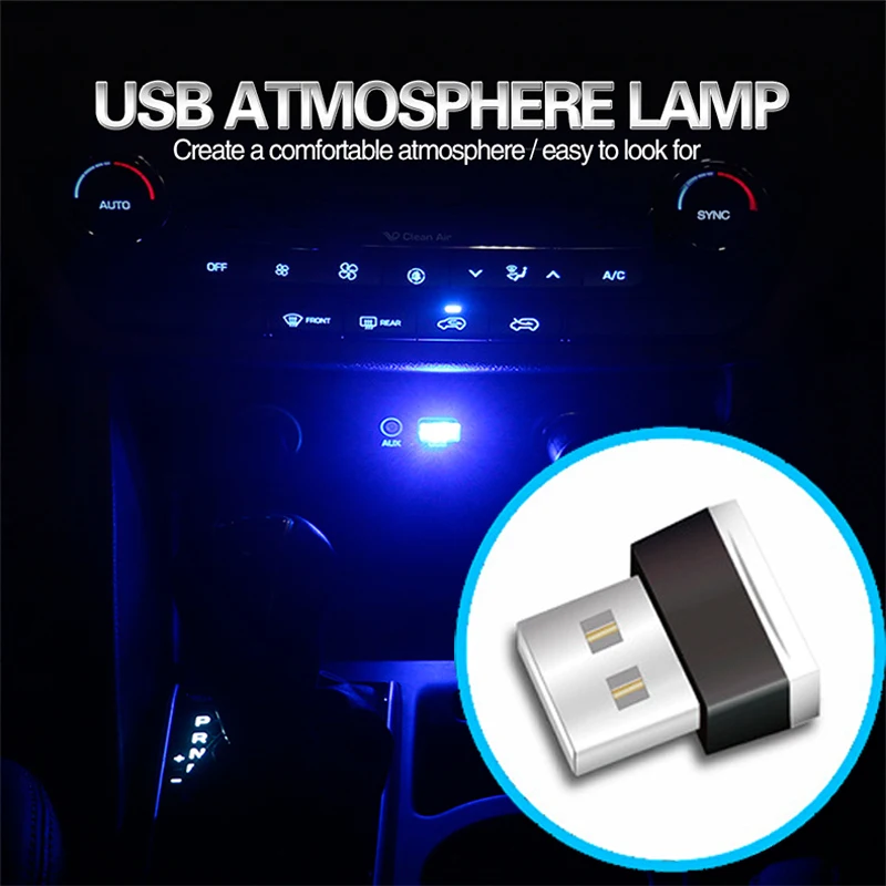 

Car Atmosphere Light 7 Colors Interior Ambient Light LED Neon Mini Usb Decorative Lamp Modeling Lights Auto Accesories