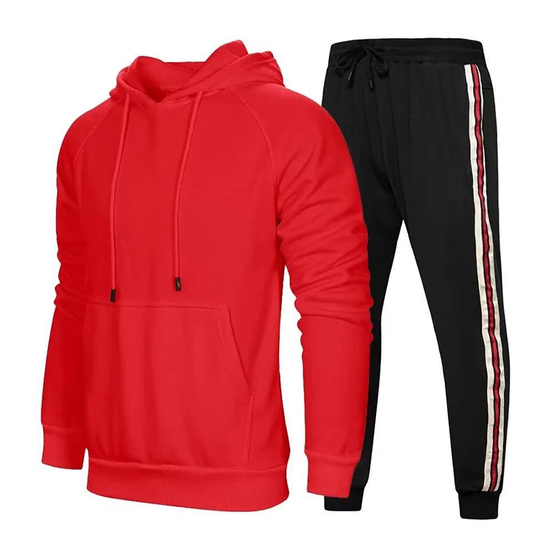

2021 autumn and winter European and American men's hooded sweater loose casual sports trousers sweater two-piece suit