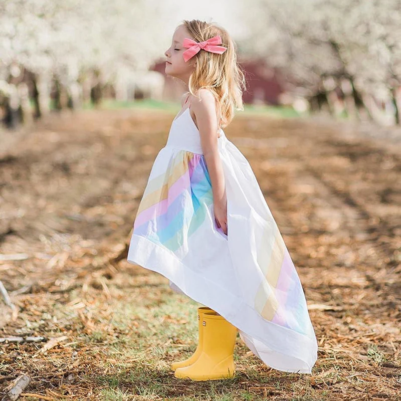 Bear Leader Girls Dresses 2020 New Summer Rainbow Print Vest Dress Fashion Sleeveless Clothes For 2-6 Years | Детская одежда и