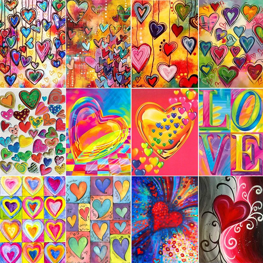

5D Diamond Painting Color Love Heart Full Round Diamond Mosaic Art Mosaic Embroidery Sale Handicraft Gift Wall Decoration