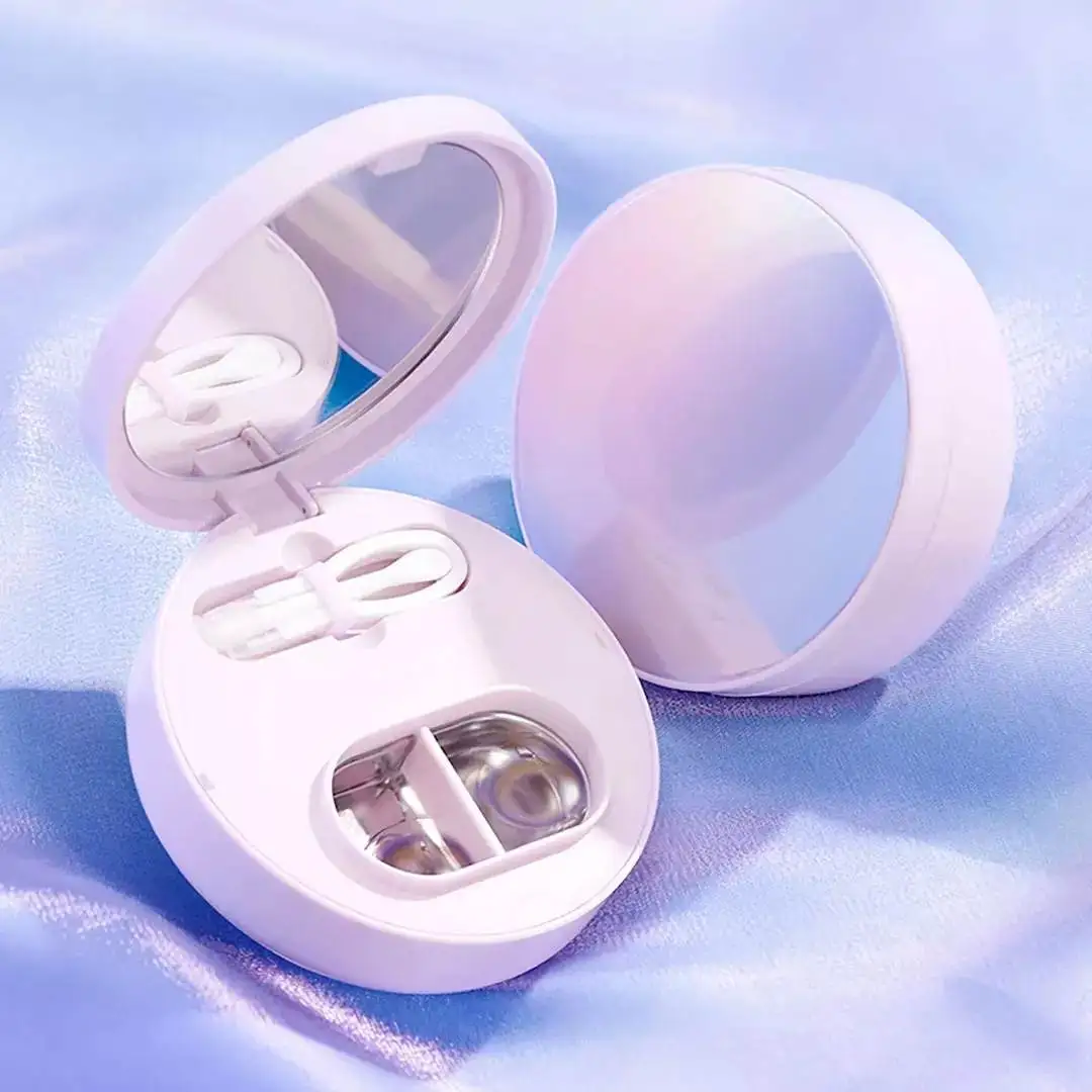 

2 In 1 Mini Ultrasonic Vibration Contact Lens Cleaner Case Box Contact Lens Case Travel Glasses Lenses Built-in Makeup Mirror