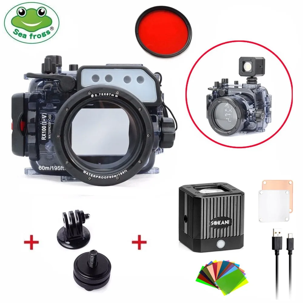 Чехол для подводной камеры Seafrogs195ft + Водонепроницаемая светодиодная лампа Sony RX100 I