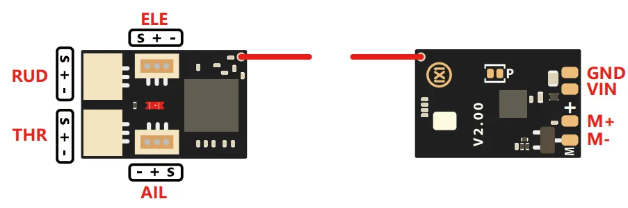 Microreceptor FLYSKY AFHDS 2A PPM PWM, MA-RX42-A, 2,4G, 5A, ESC cepillado, para Drones de carreras de ala fija, Micro FPV-5