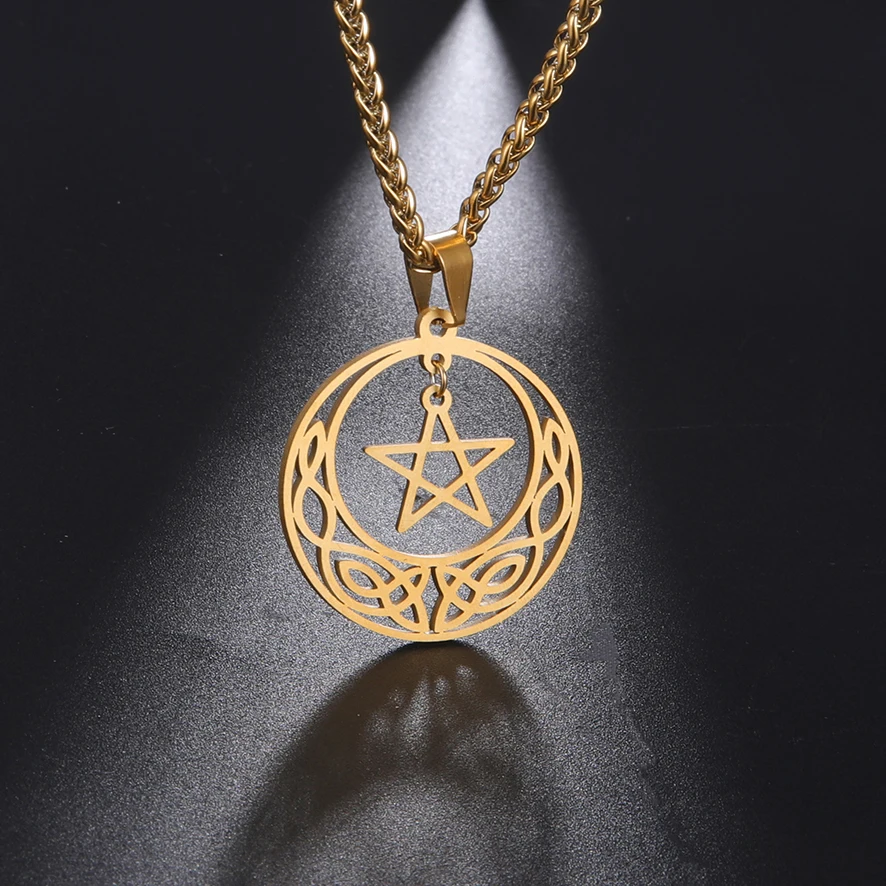 Teamer пентаграмма звезда и луна ожерелье для женщин мужчин Селтикс узел кулон