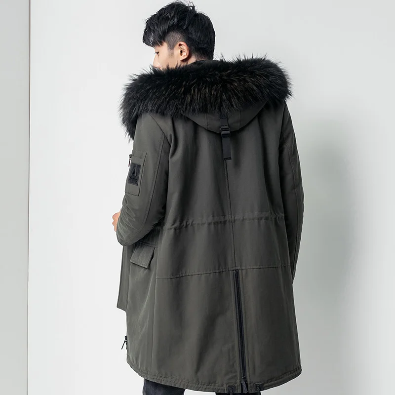 Пальто из натурального меха норки с подкладкой теплая парка мужская зимняя