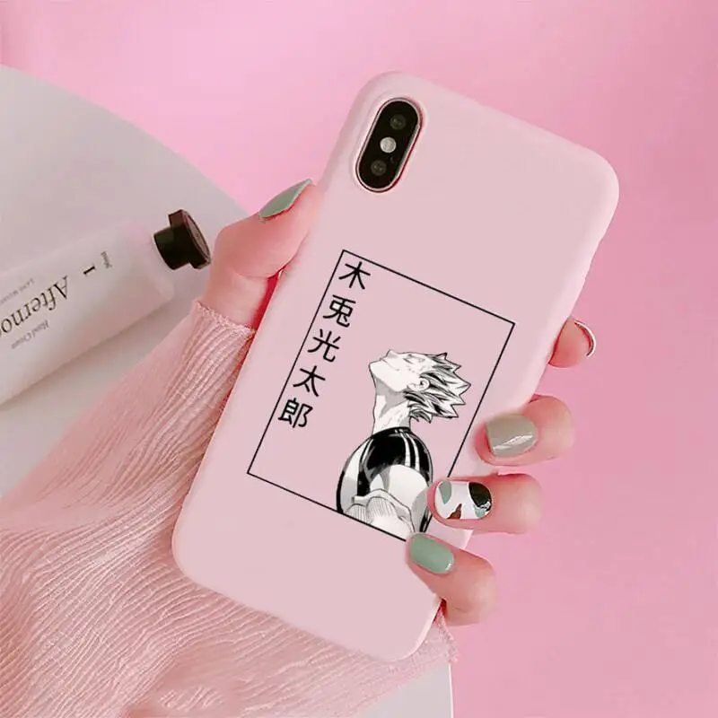 

Anime Oya Oya Oya Haikyuu Love Volleyball Phone Case Candy Color for iPhone 6 7 8 11 12 s mini pro X XS XR MAX Plus