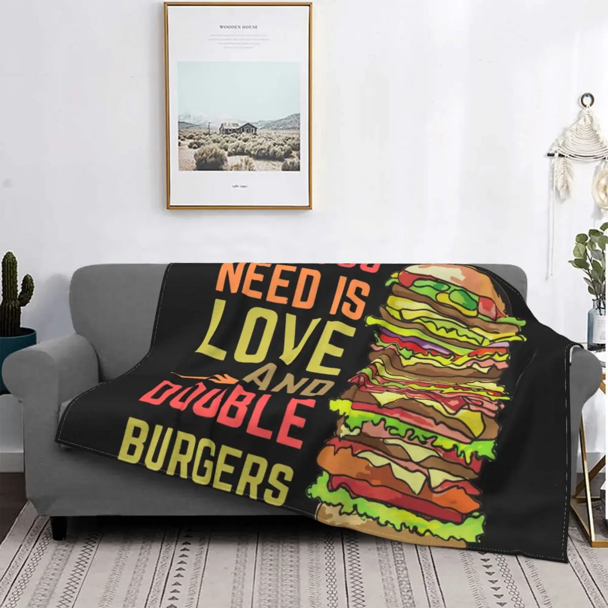 

Hamburger For Life Blanket Food Cheese Plush Warm UltraSoft Flannel Fleece Throw Blanket For Sofa BedSheet Velvet Travel Outlet