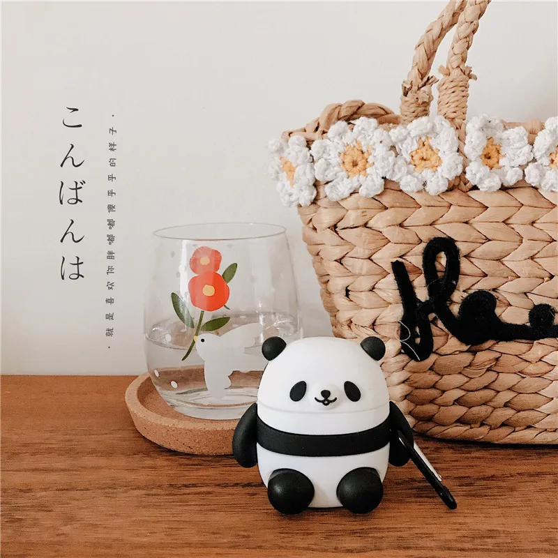 

For AirPod 2 Case 3D Panda Cartoon Soft Silicone Wireless Earphone Cases For Airpods Case Cute Cover Funda